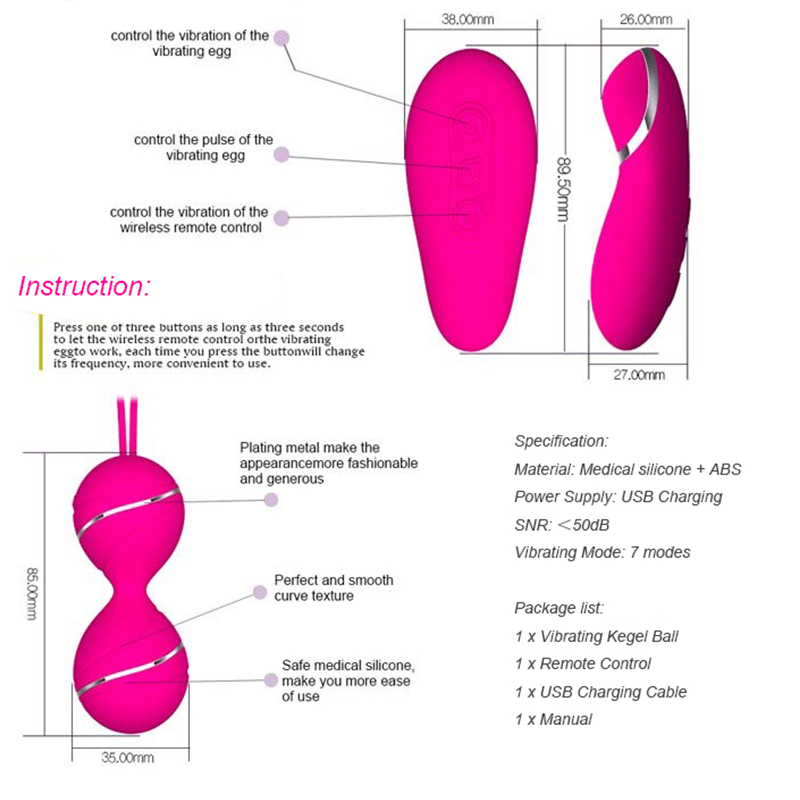 Female Remote Control Egg Vaginal Tight exercise Clitoral Stimulator Vagina Kegel Balls Vibrator Masturbator Sex Toy for Women