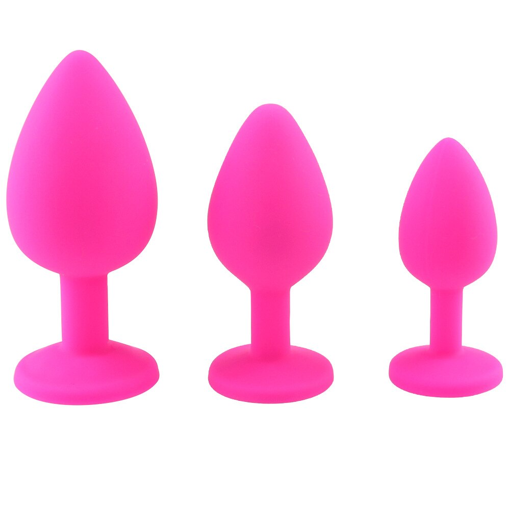 Small Medium Large Silicone Butt Plug with Crystal Jewelry Smooth Touch Anal Plug No Vibration Anal Toys for Woman Men Gay