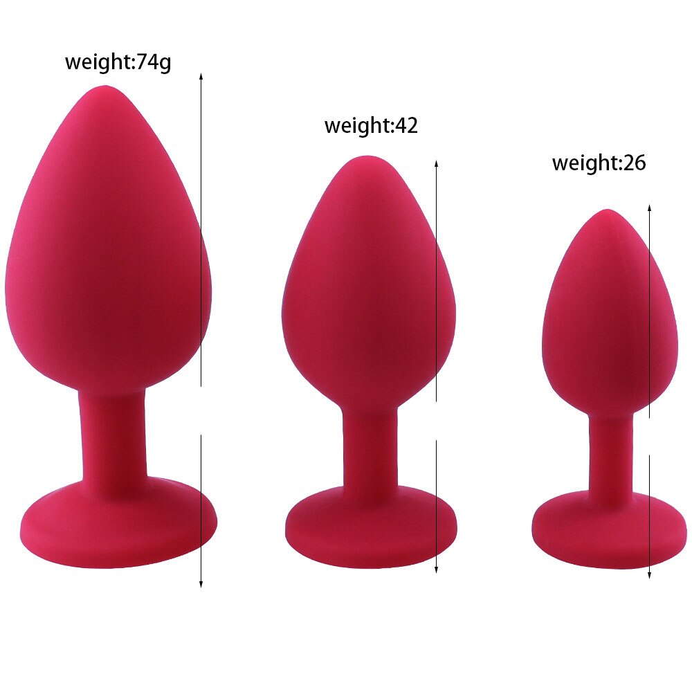Small Medium Large Silicone Butt Plug with Crystal Jewelry Smooth Touch Anal Plug No Vibration Anal Toys for Woman Men Gay