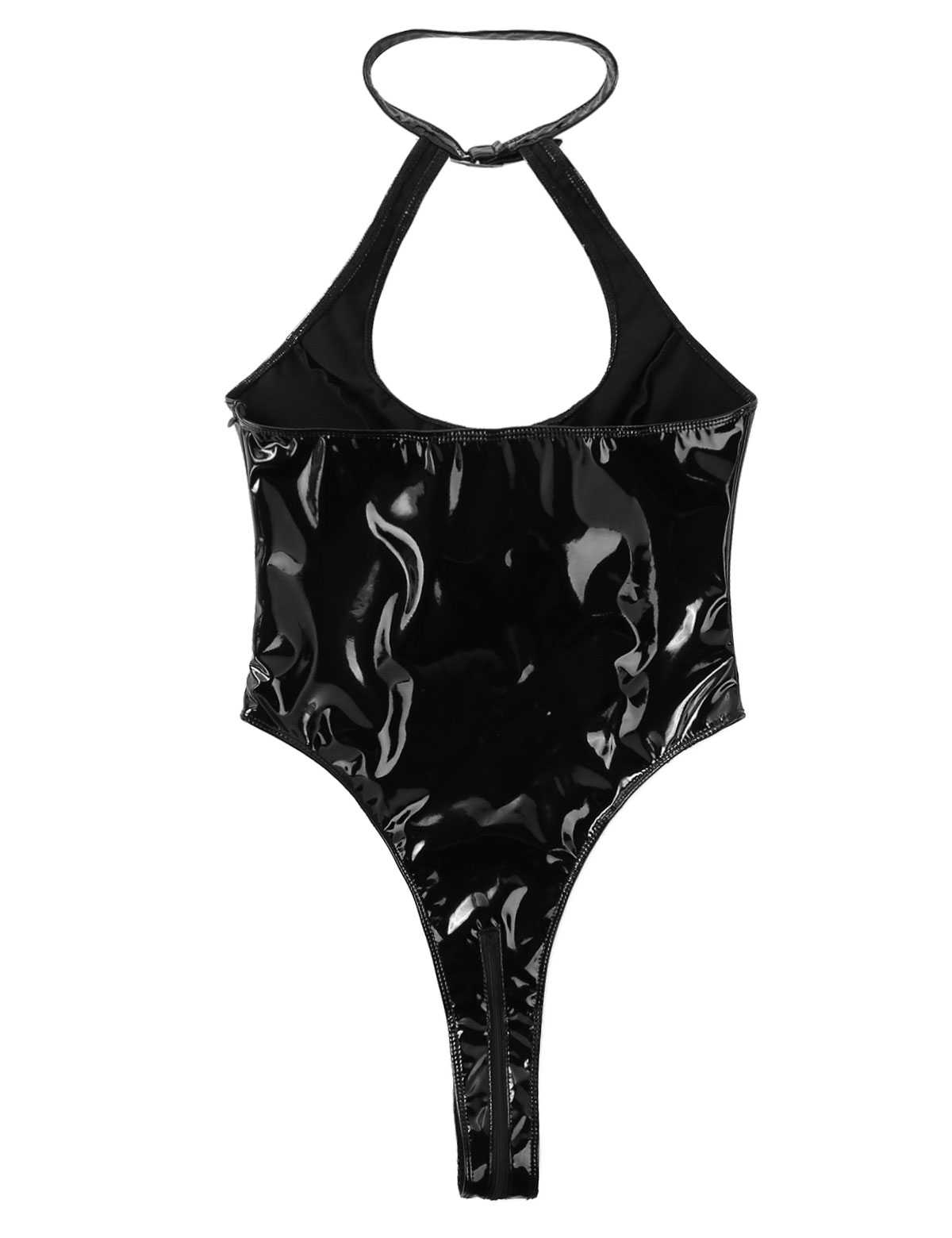 Black Leather Teddy Bodysuit For Women Sex Adults Leather Wetlook Leotard Body Suit Gym Jumpsuit Catsuit Club Carnival Dancewear